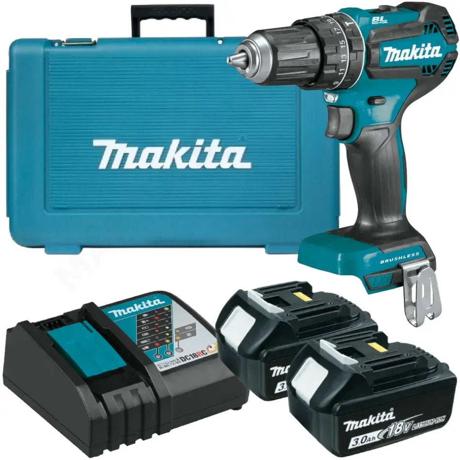 Berbequim Bl 18V Makita Dhp485Rfe + 2 Baterias 3.0Ah + Mala
