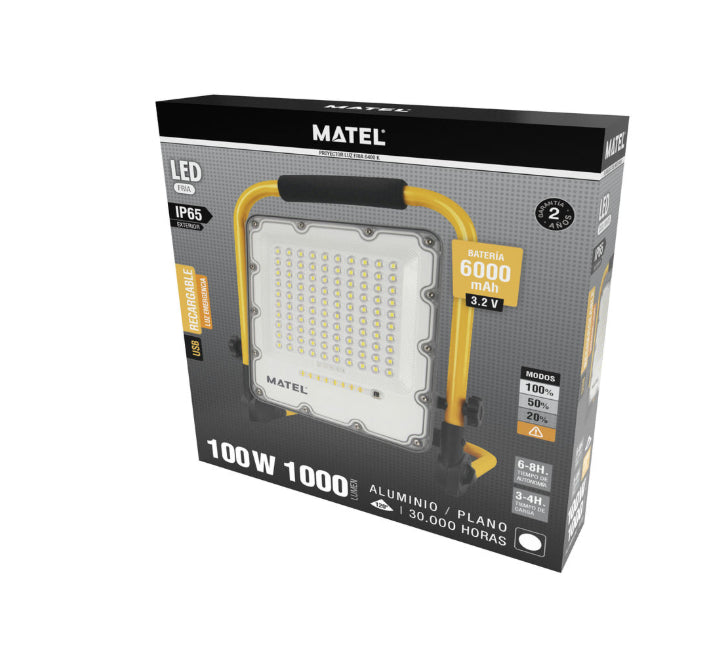 Projetor Led Dobrável Recarregável Ip65 100w Fria