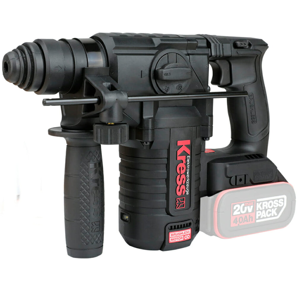 Martelo Perfurador Kress Profissional 20 V Sds-Plus Kuc61.2 + 2 Baterias 20V 4.0Ah + Carregador + Mala