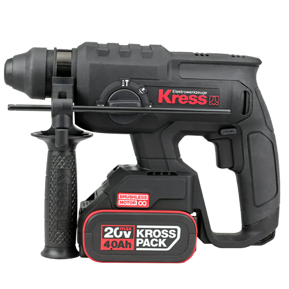 Martelo Perfurador Kress Profissional Sds-Plus 20V Kuc60.2 + 2 Baterias 20V 4.0Ah + Carregador + Mala