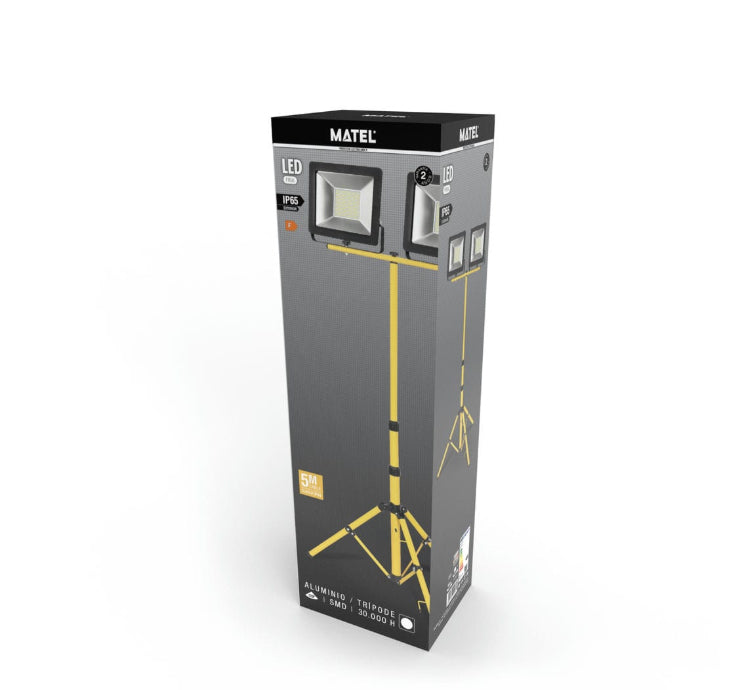 Tripé com Projetores Led Matel Ip65 2x30w Fria