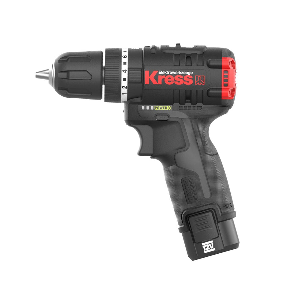 Berbequim Aparafusadora Kress Profissional 12V Kuc12 + 2 Baterias 2.0Ah + Carregador + Mala